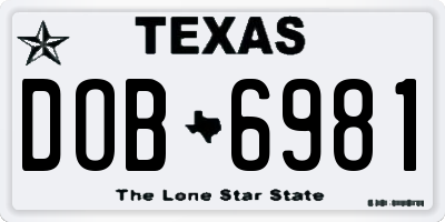 TX license plate DOB6981