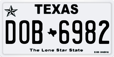 TX license plate DOB6982
