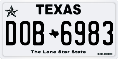 TX license plate DOB6983