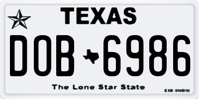 TX license plate DOB6986