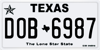 TX license plate DOB6987