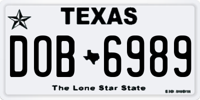 TX license plate DOB6989