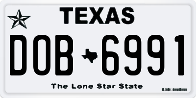 TX license plate DOB6991