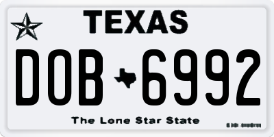 TX license plate DOB6992
