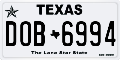 TX license plate DOB6994