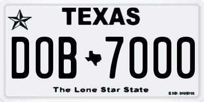 TX license plate DOB7000