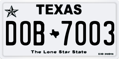 TX license plate DOB7003
