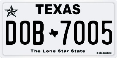 TX license plate DOB7005