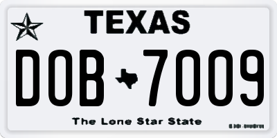 TX license plate DOB7009