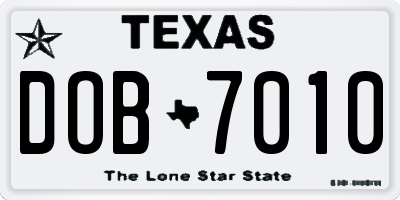 TX license plate DOB7010