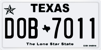 TX license plate DOB7011