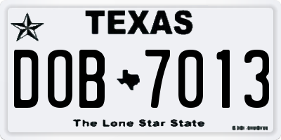 TX license plate DOB7013