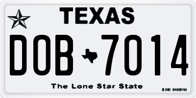 TX license plate DOB7014