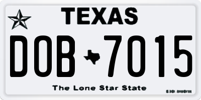 TX license plate DOB7015