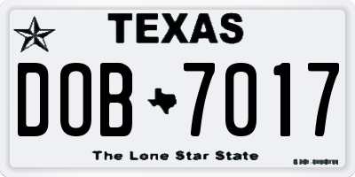 TX license plate DOB7017