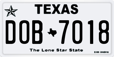 TX license plate DOB7018