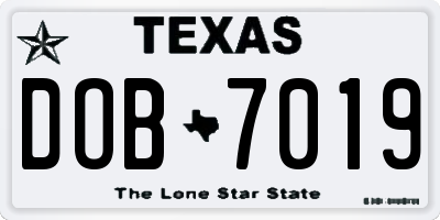 TX license plate DOB7019
