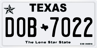 TX license plate DOB7022