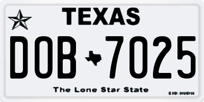 TX license plate DOB7025