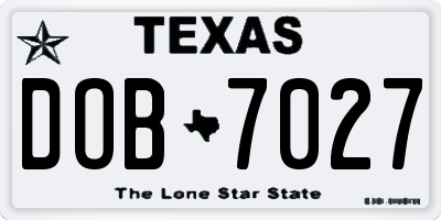TX license plate DOB7027