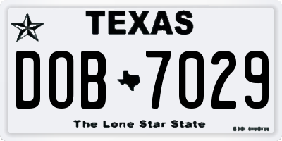 TX license plate DOB7029