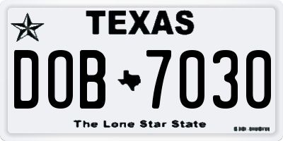 TX license plate DOB7030