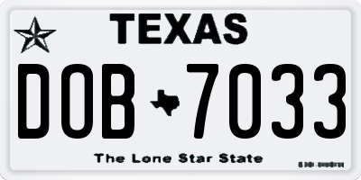 TX license plate DOB7033