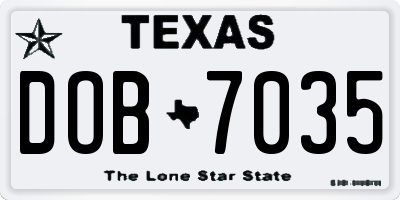 TX license plate DOB7035