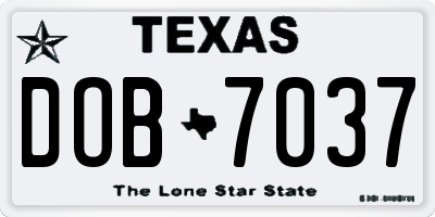 TX license plate DOB7037