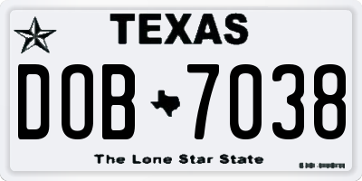 TX license plate DOB7038