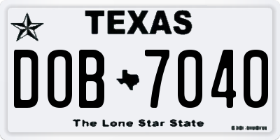 TX license plate DOB7040