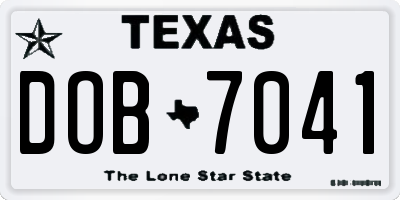 TX license plate DOB7041