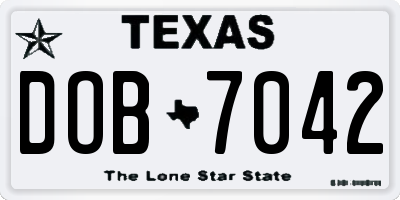 TX license plate DOB7042
