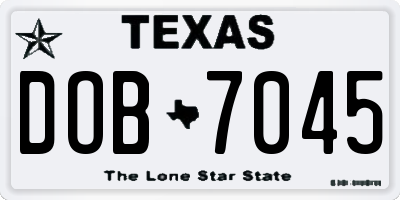 TX license plate DOB7045