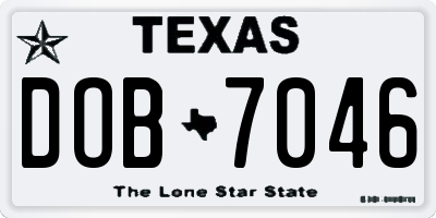 TX license plate DOB7046