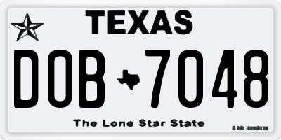 TX license plate DOB7048