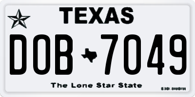 TX license plate DOB7049