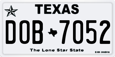 TX license plate DOB7052