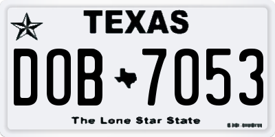 TX license plate DOB7053