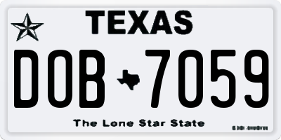 TX license plate DOB7059