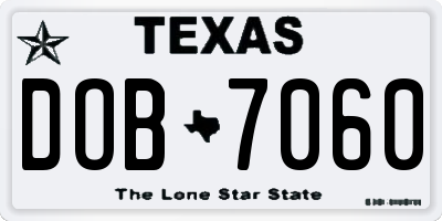 TX license plate DOB7060