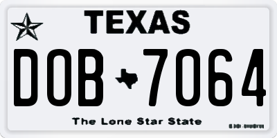TX license plate DOB7064