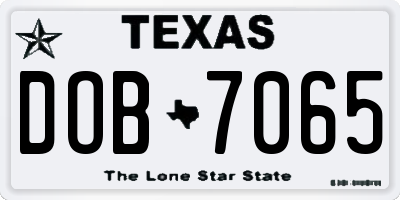 TX license plate DOB7065