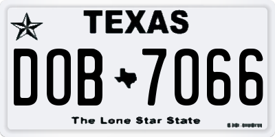 TX license plate DOB7066