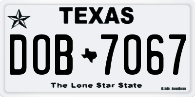 TX license plate DOB7067