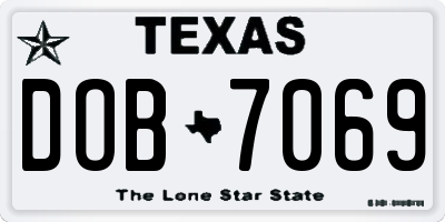 TX license plate DOB7069