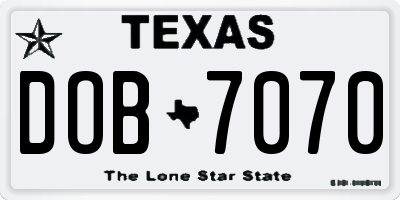 TX license plate DOB7070