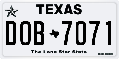 TX license plate DOB7071