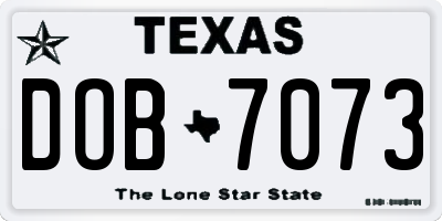 TX license plate DOB7073