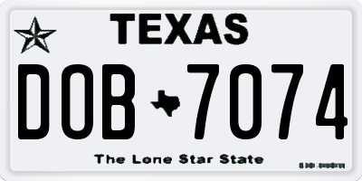TX license plate DOB7074
